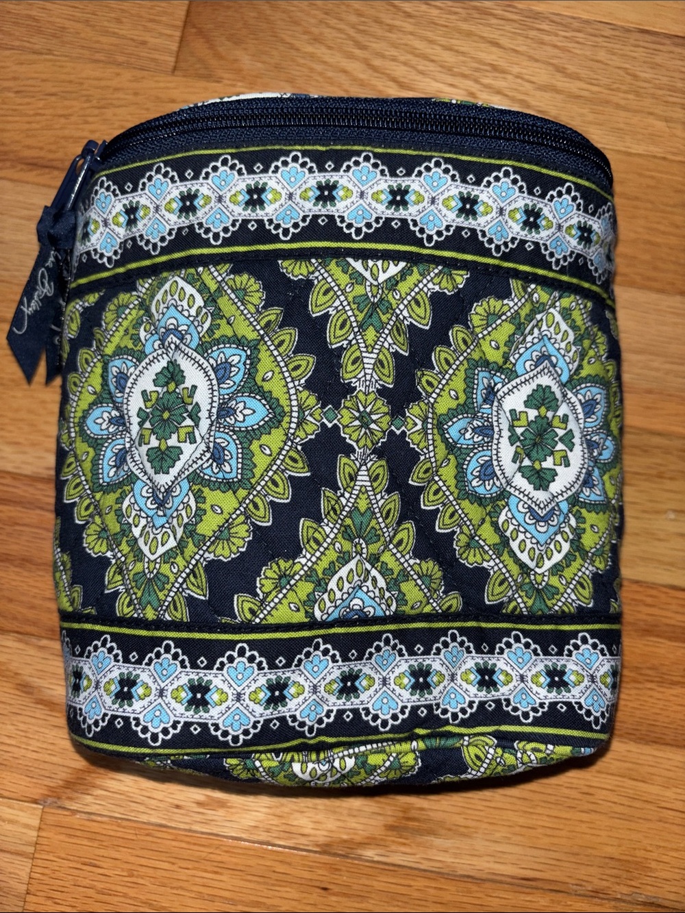 Vera Bradley Navy, Lime & Light Blue Quilted Paisley Cosmetic Case